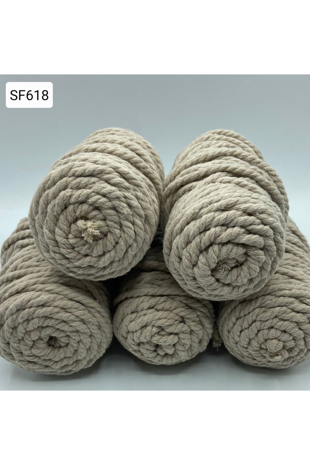 Stok Fazlası 5 mm Büküm Cotton Makrome 1000 gr Koyu Krem SF-618