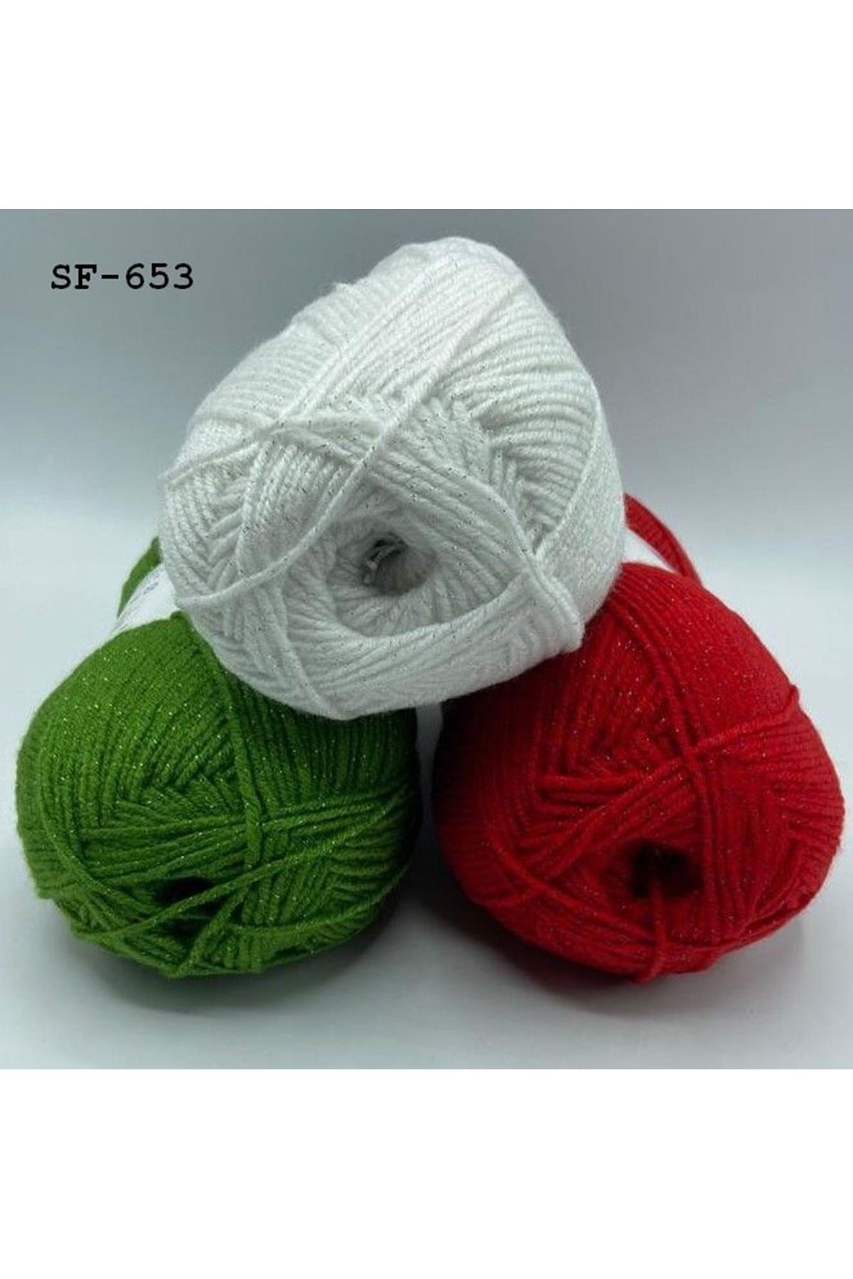 3'lü Paket 450 gr Simli Akrilik Mix Yılbaşı Renkleri Kırmızı Yeşil Beyaz SF653