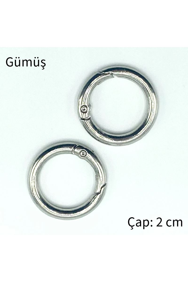 Metal Yaylı Çanta Halkası 1 çift 2 cm - Gümüş