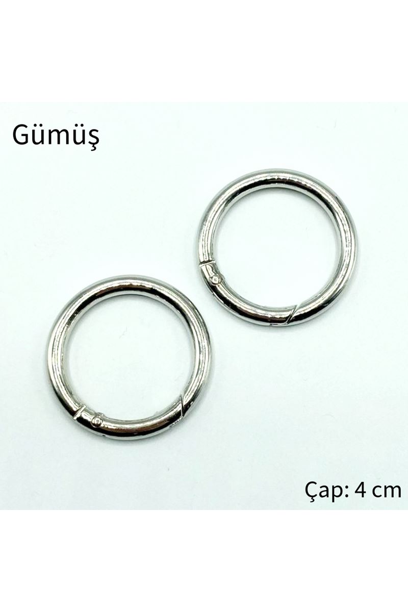 Metal Yaylı Çanta Halkası 1 çift 4 cm - Gümüş 