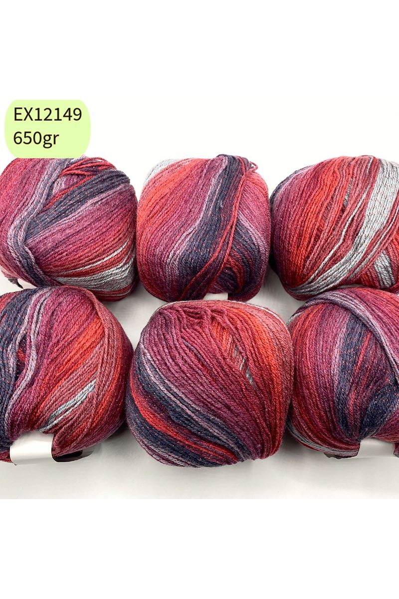 Ihraç Fazlası 6'lı Paket 650gr Simli Batik Akrilik EX12149