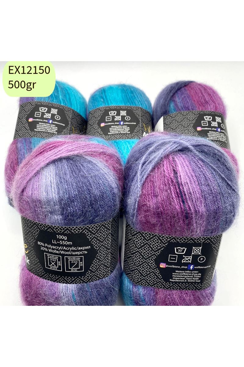 Ihraç Fazlası 5'li Paket 500gr Batik Yünlü Angora EX12150