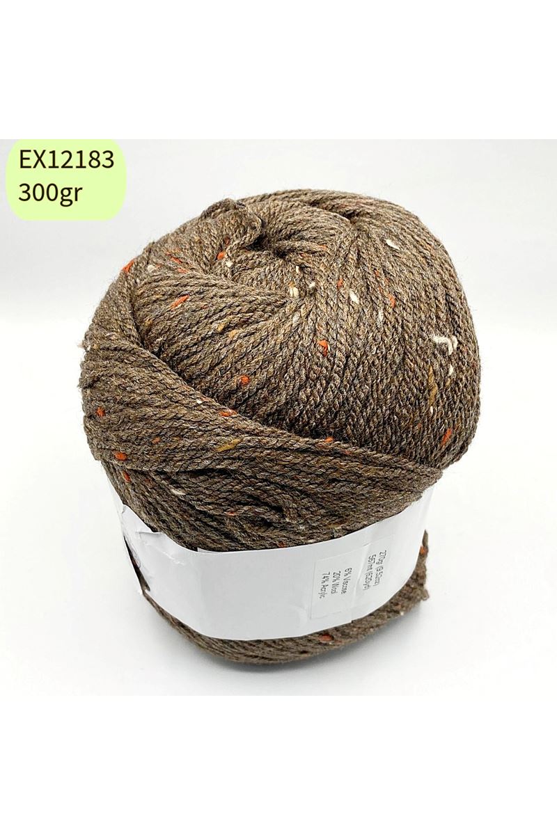 Ihraç Fazlası Dev Yumak 300gr Tüy Detaylı Akrilik Kahve EX12183