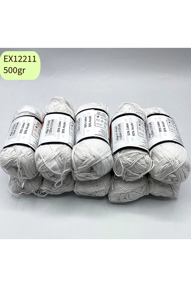 İhrac Fazlası 10'lu Paket 500gr Amigurumi İpi Beyaz EX12211