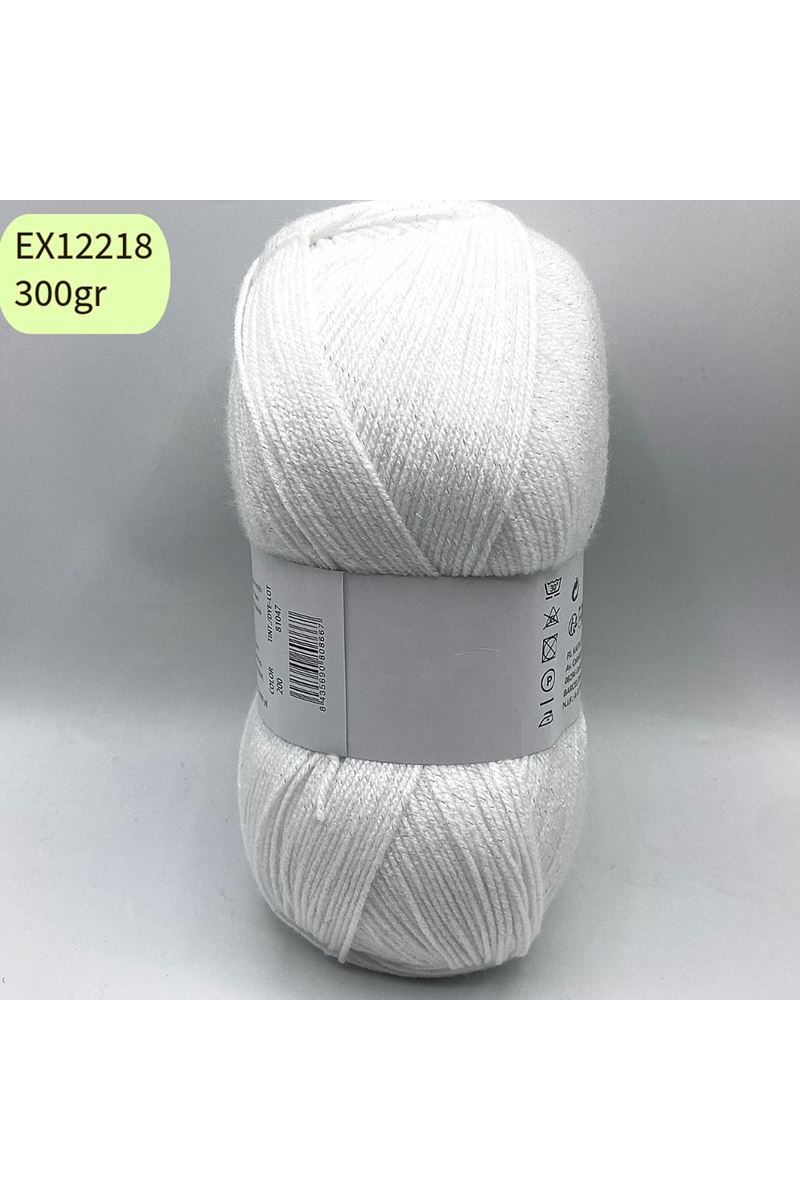 Ihraç Fazlası Dev Yumak 300gr Simli Akrilik  Beyaz EX12218