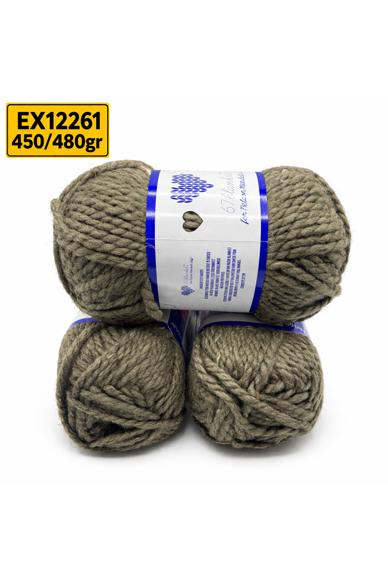 İhraç Fazlası 3'lü Paket 450-480gr Kalın Akrilik Soluk Haki EX12261