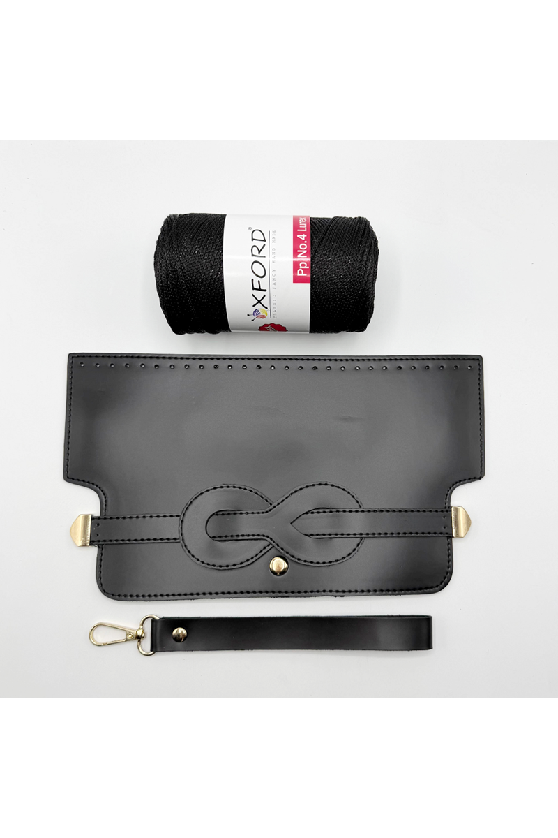 Sonsuzluk Model Deri Örgü Çanta Seti 01 - Siyah