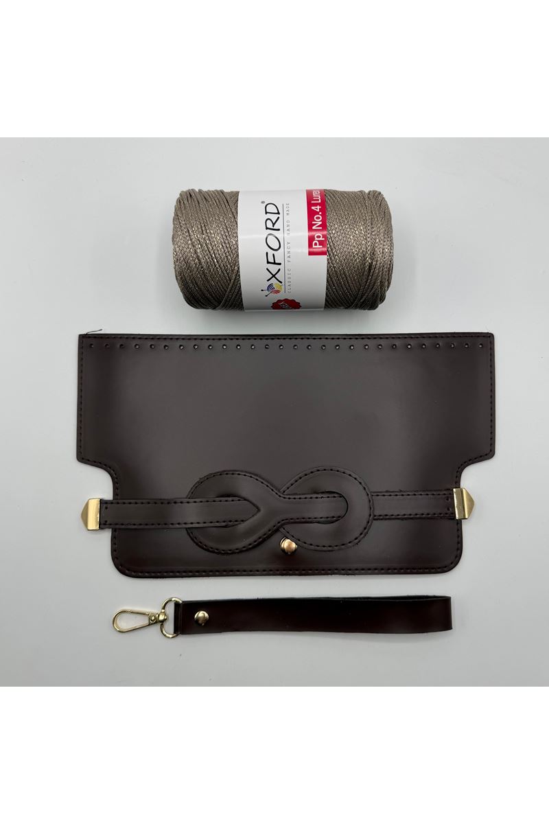 Sonsuzluk Model Deri Örgü Çanta Seti 02 - Kahverengi