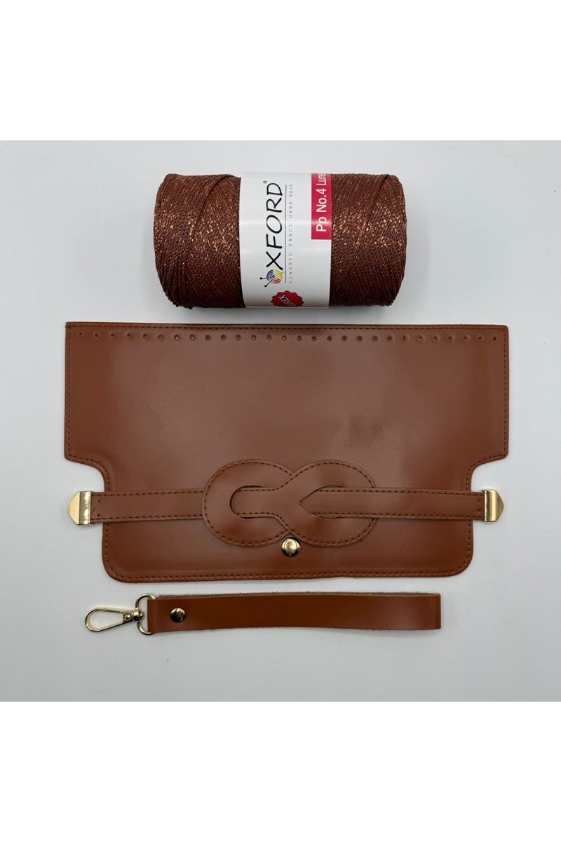 Sonsuzluk Model Deri Örgü Çanta Seti 03 - Taba