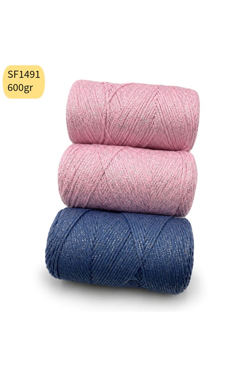 Stok Fazlası 600gr Cotton Makrome Simli Mix SF1491