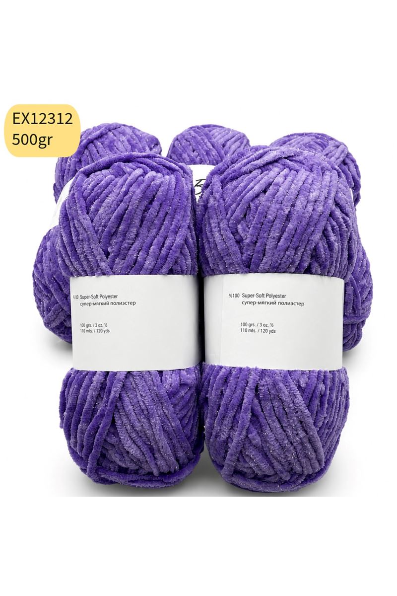 İhrac Fazlası 5'li Paket 500gr Simli Kadife Lila EX12312