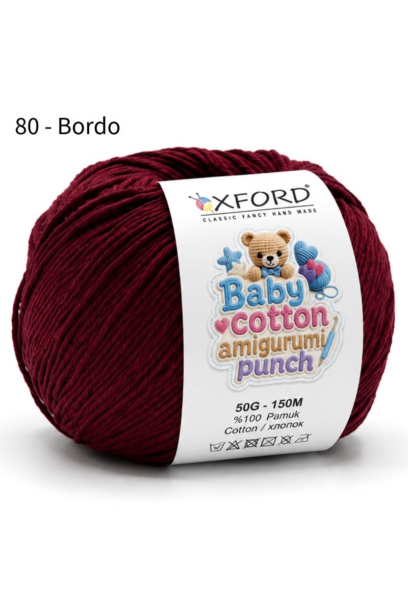 Oxford Baby Cotton Amigurumi Punch 50 gr 150 m No:080 Bordo