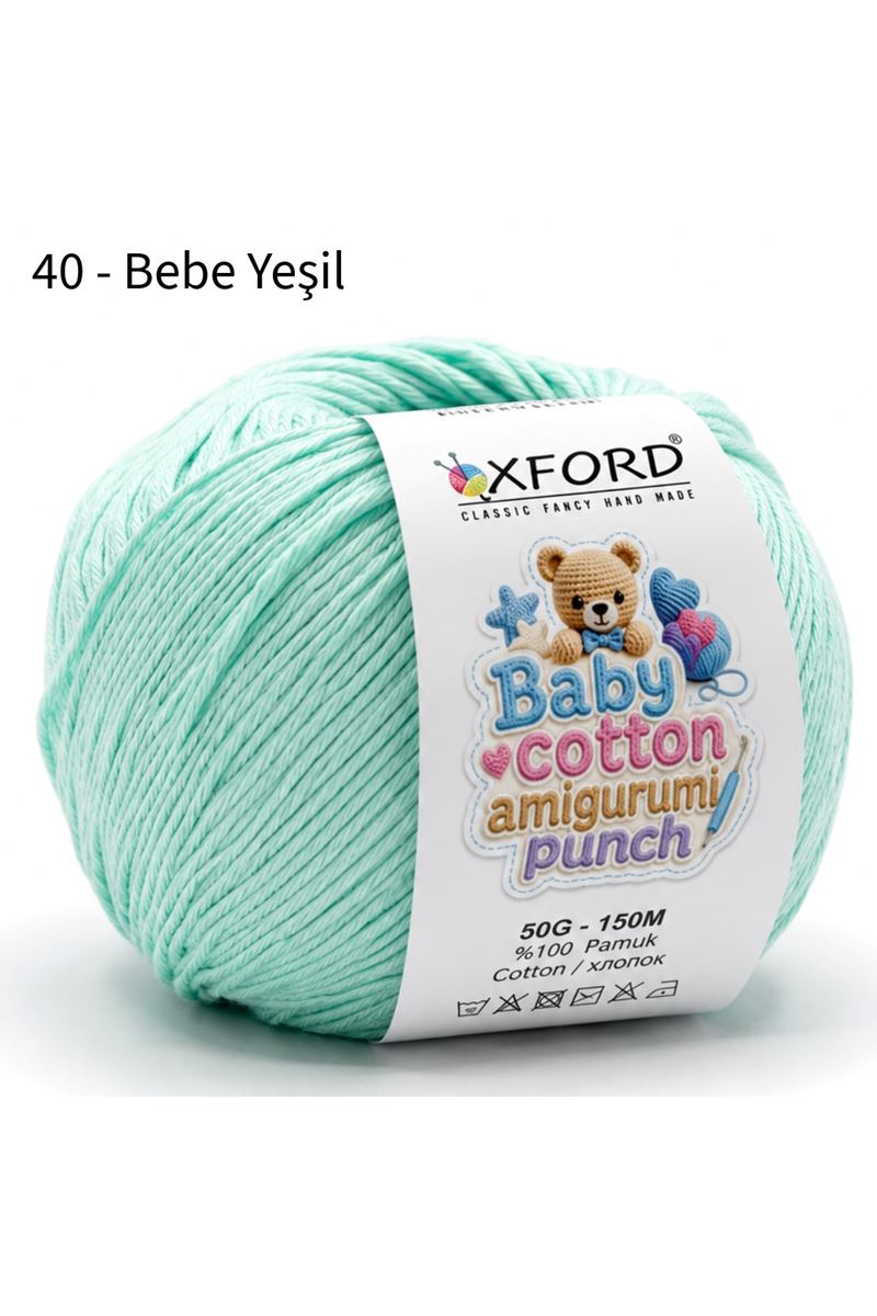 Oxford Baby Cotton Amigurumi Punch 50 gr 150 m No:040 Bebe Yeşil 