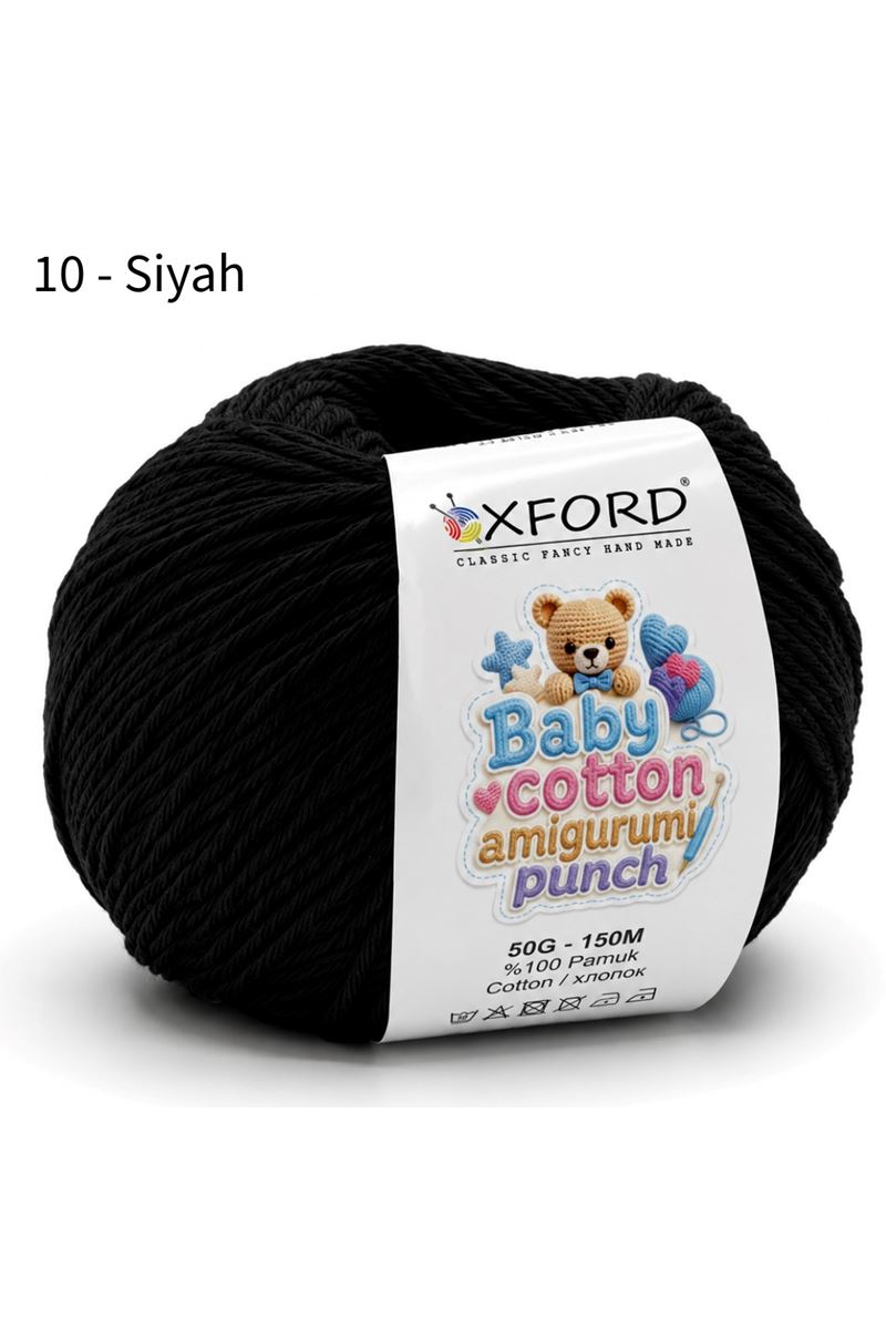 Oxford Baby Cotton Amigurumi Punch 50 gr 150 m No:010 Siyah
