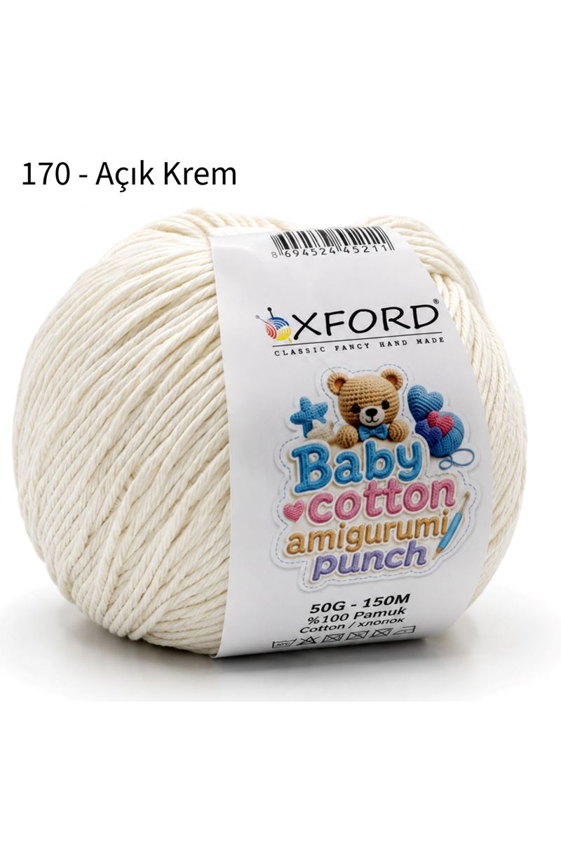 Oxford Baby Cotton Amigurumi Punch 50 gr 150 m No:170 Açık Krem 