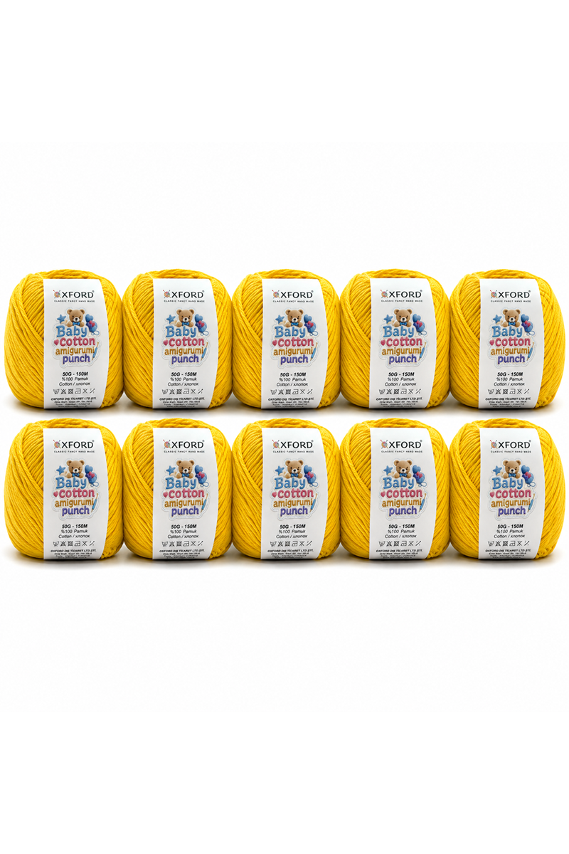 10'lu Paket Oxford Baby Cotton Amigurumi Punch 50gr/150m No:180 Sarı