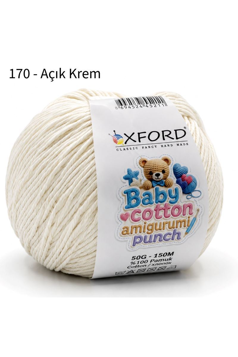 10'lu Paket Oxford Baby Cotton Amigurumi Punch 50gr/150m No:170 Açık Krem