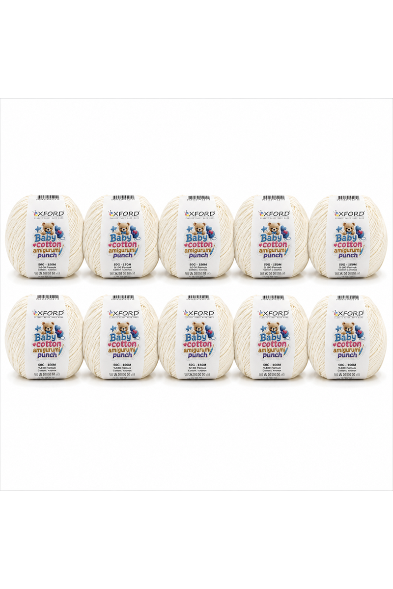 10'lu Paket Oxford Baby Cotton Amigurumi Punch 50gr/150m No:170 Açık Krem
