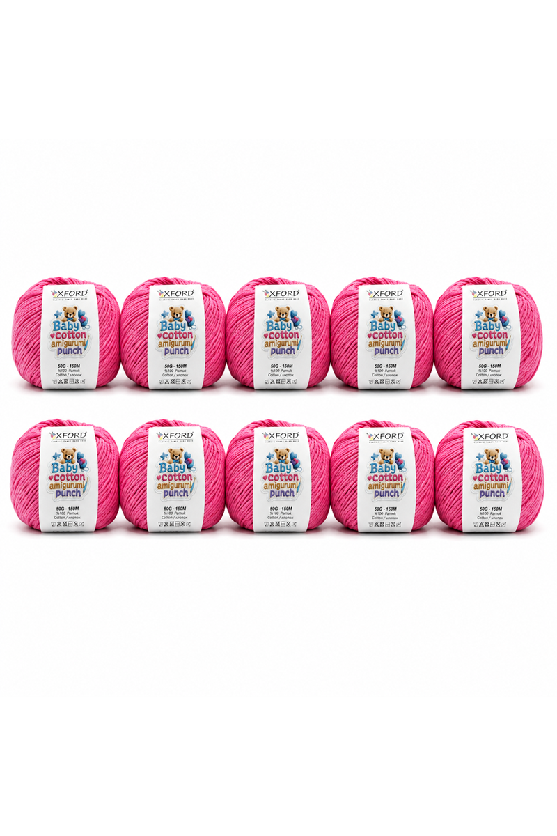 10'lu Paket Oxford Baby Cotton Amigurumi Punch 50gr/150m No:110 Pembe