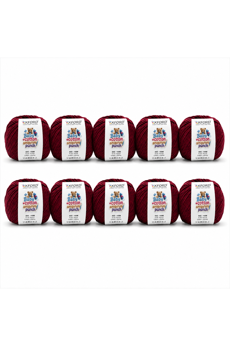 10'lu Paket Oxford Baby Cotton Amigurumi Punch 50gr/150m No:080 Bordo