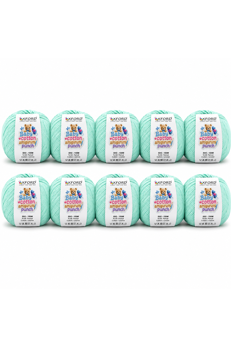 10'lu Paket Oxford Baby Cotton Amigurumi Punch 50gr/150m No:040 Bebe Yeşil
