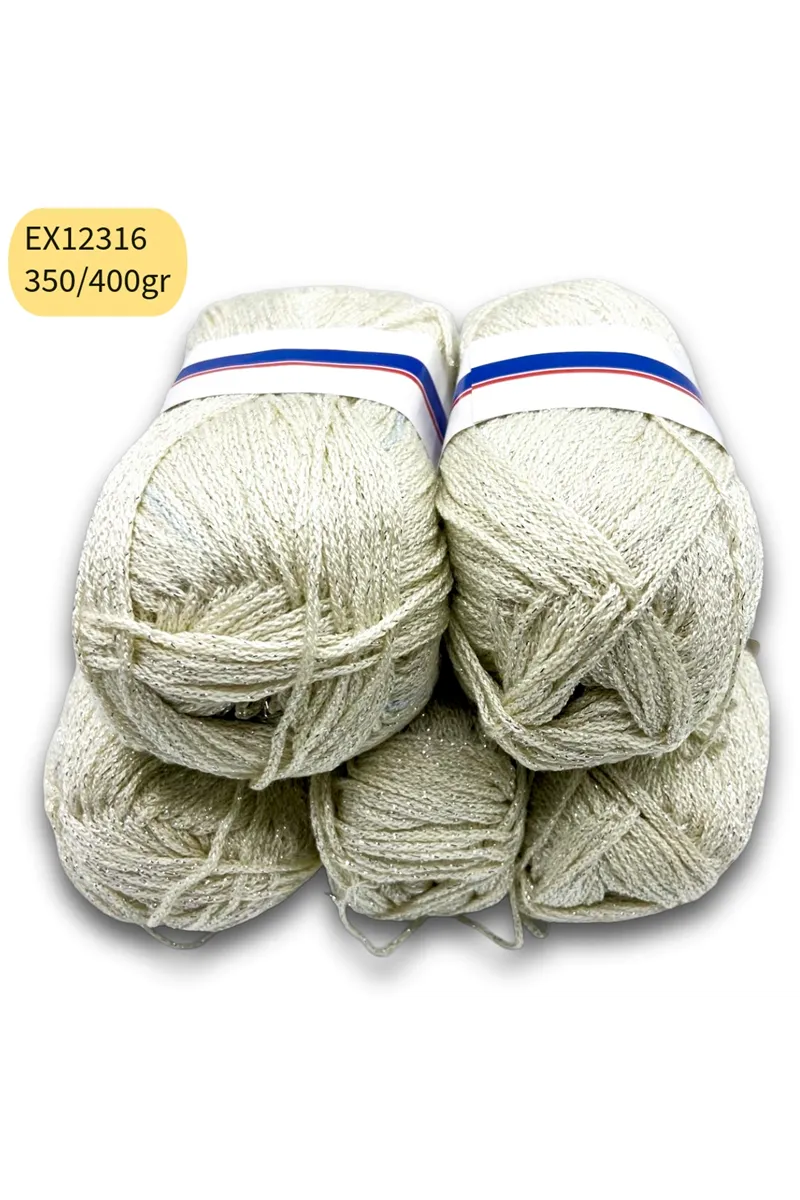 İhraç Fazlası 5'li Paket 350/400 gr Simli Yumuşak Zincir Akrilik Krem EX12316