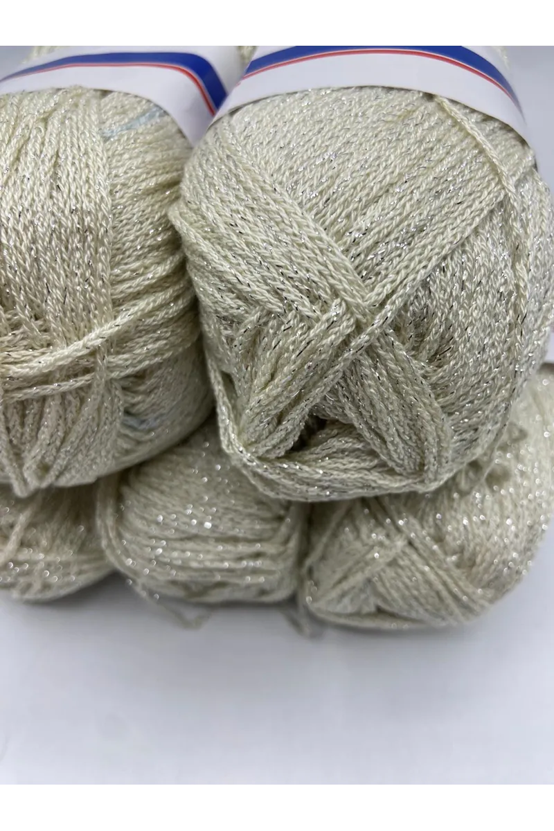 İhraç Fazlası 5'li Paket 350/400 gr Simli Yumuşak Zincir Akrilik Krem EX12316