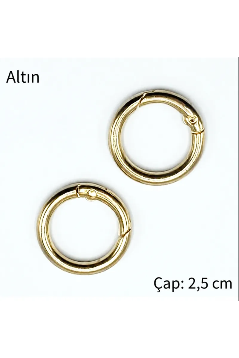 Metal Yaylı Çanta Halkası 1 çift 2,5 cm - Altın 
