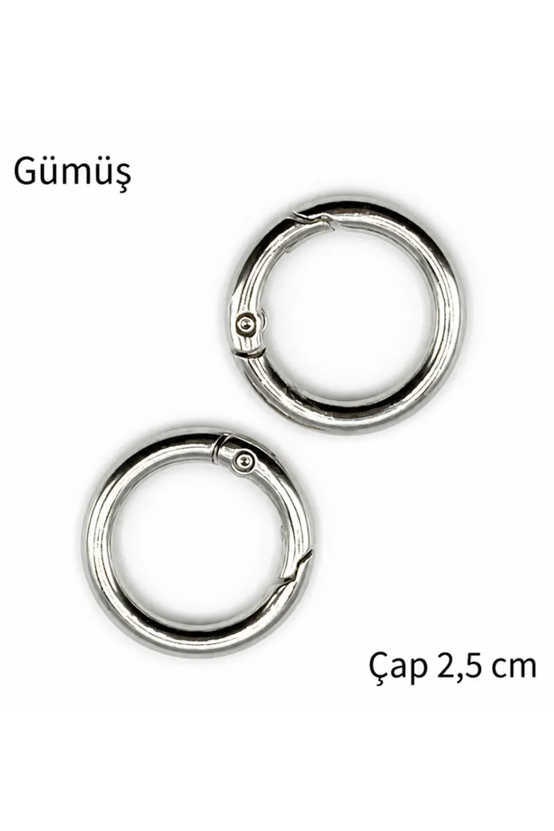 Metal Yaylı Çanta Halkası 1 çift 2,5 cm - Gümüş
