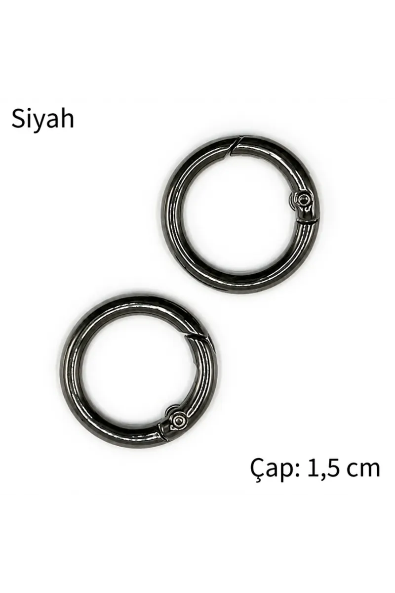 Metal Yaylı Çanta Halkası 1 çift 1,5 cm  - Siyah