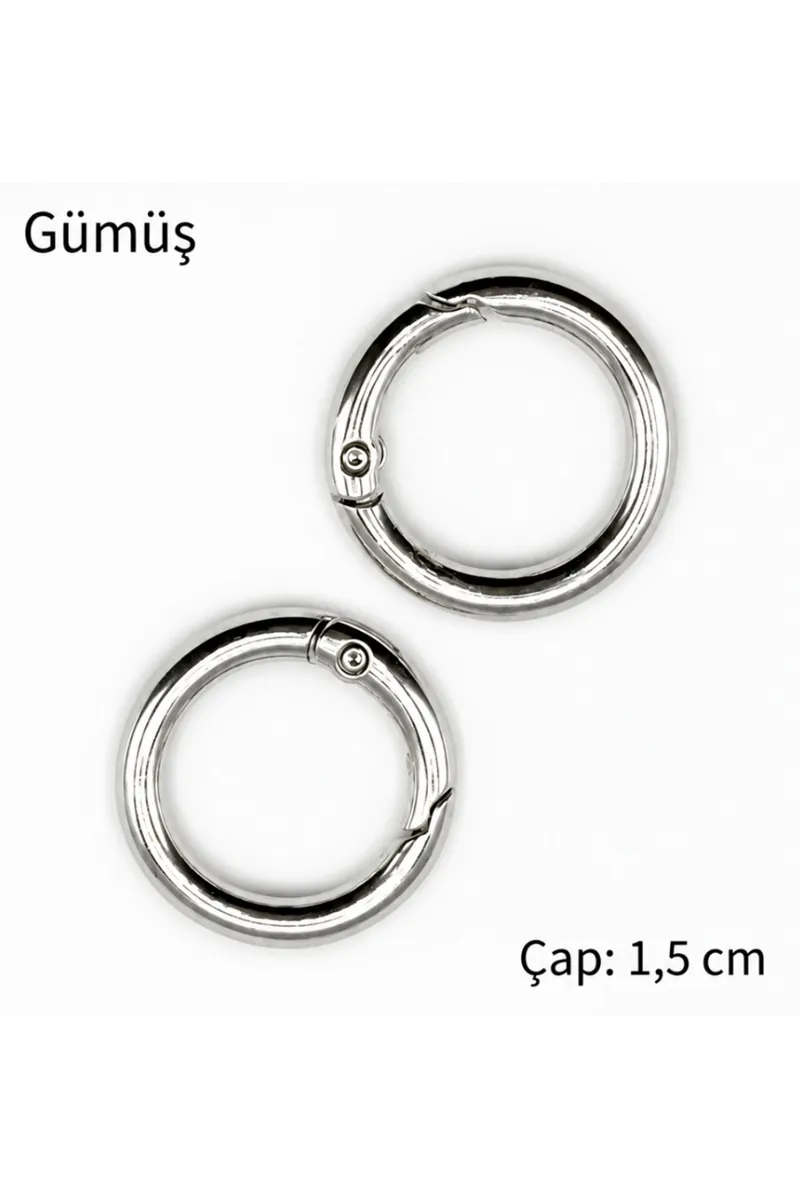 Metal Yaylı Çanta Halkası 1 çift 1,5 cm - Gümüş