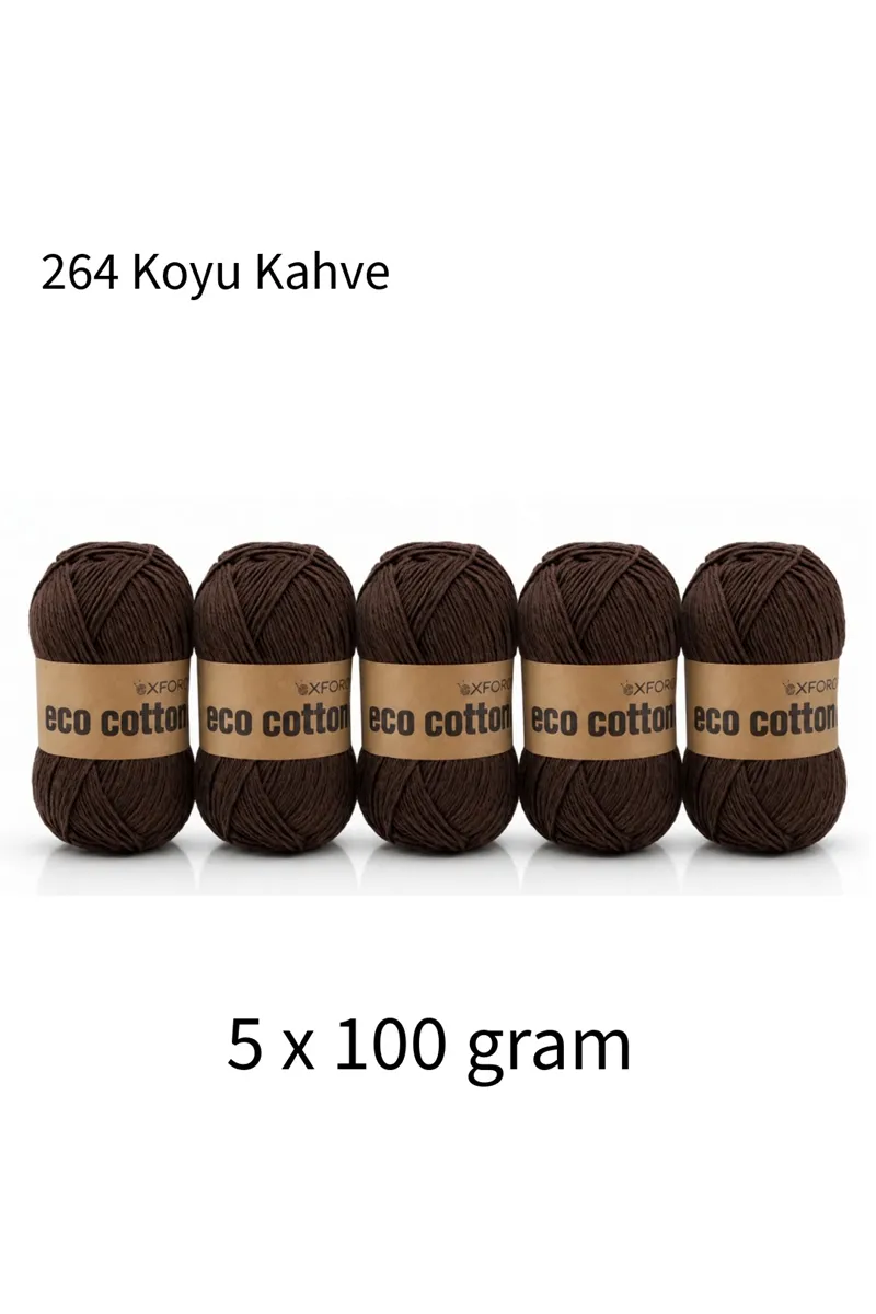 5'li Paket Eco Cotton 100gr-200m No:264 Koyu Kahve