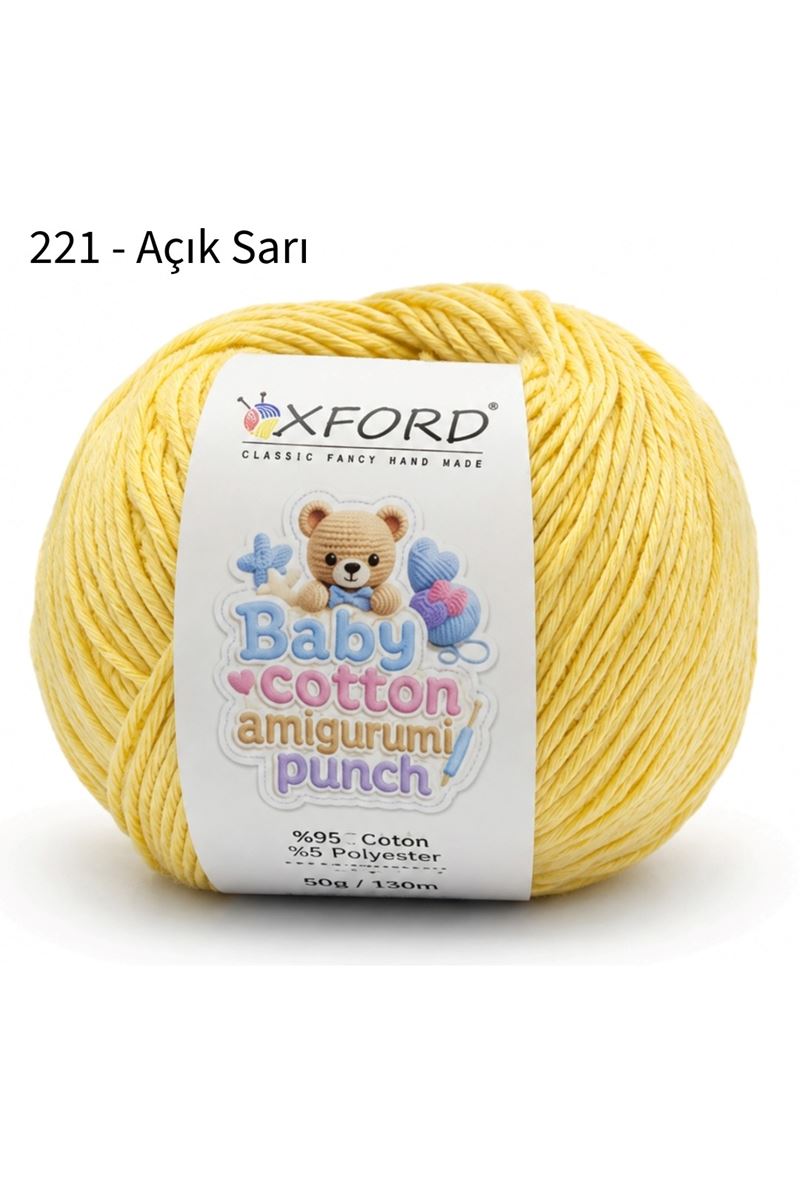 Oxford Baby Cotton Amigurumi Punch 50 gr 150 m No:221 Açık Sarı