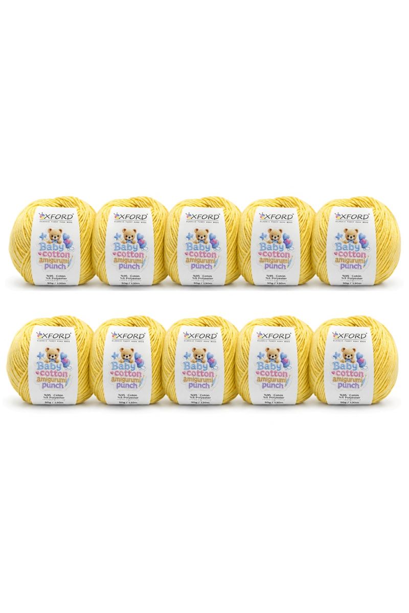 10'lu Paket Oxford Baby Cotton Amigurumi Punch 50gr/150m No:221 Açık Sarı