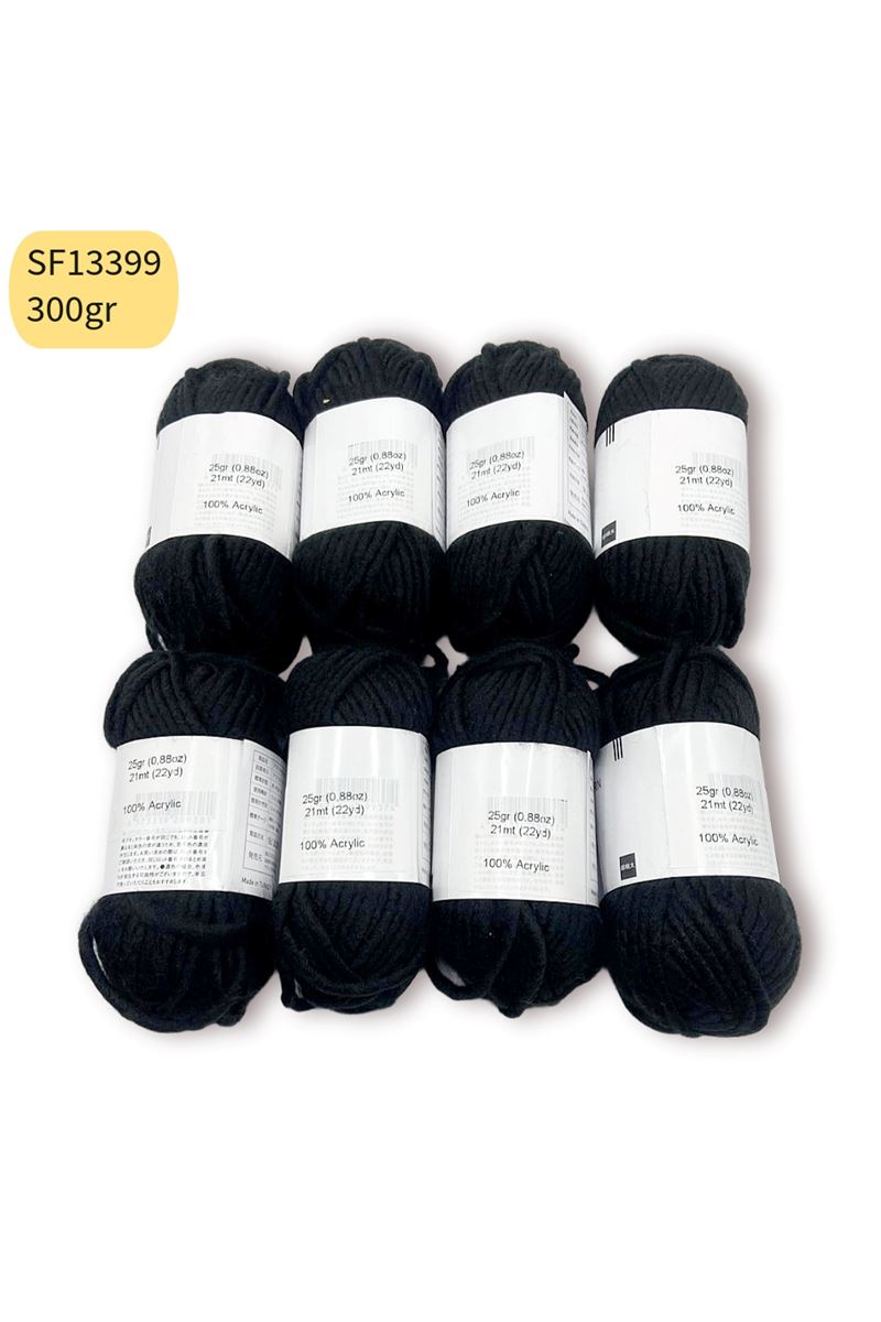 İhraç Fazlası 8'li Paket 300 gr Yumuşak Akrilik Siyah SF13399