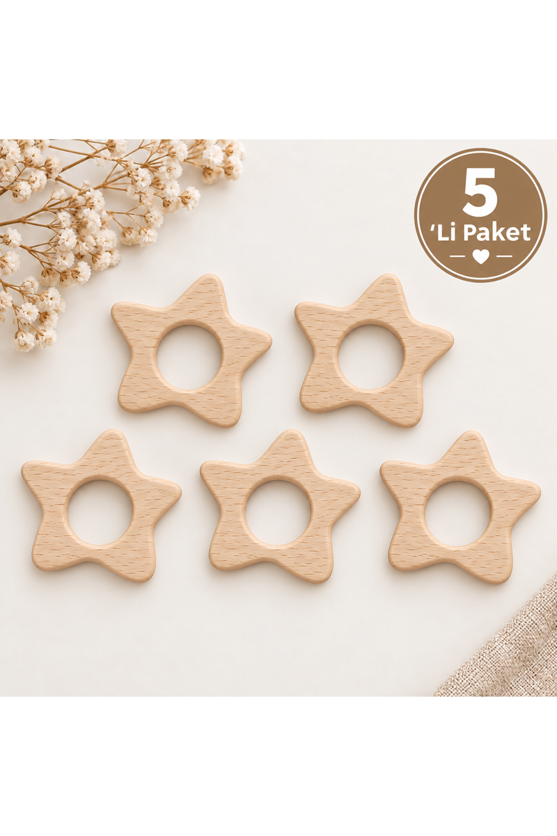 Ahşap Yıldız Halka 60mm 5li paket