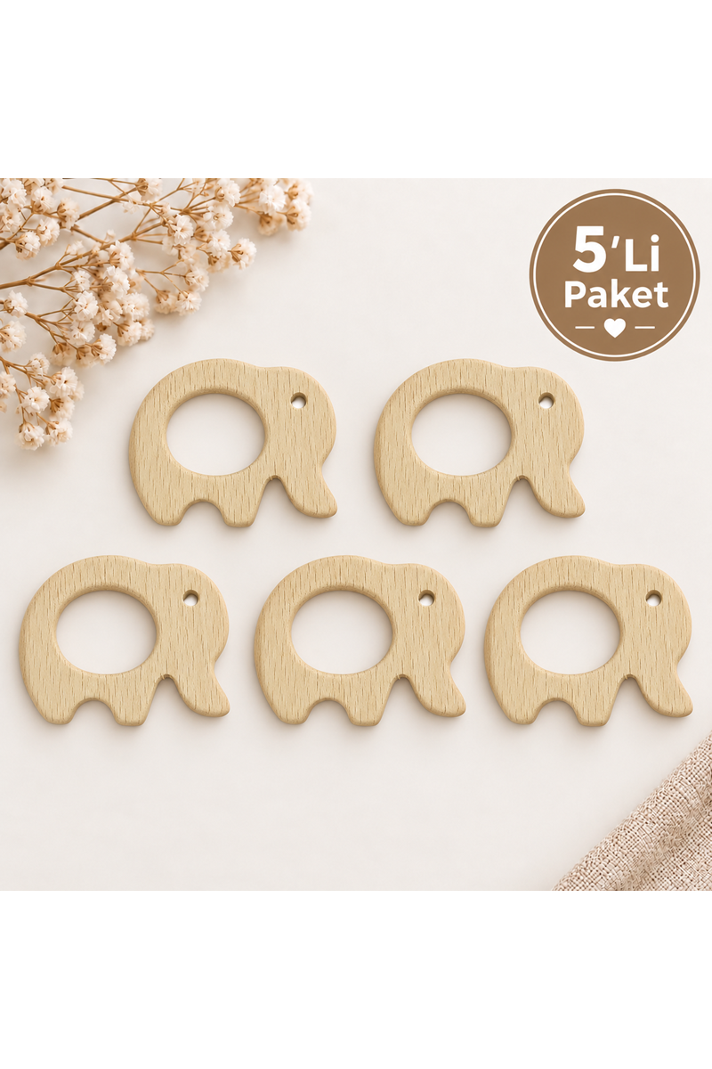Ahşap Fil Halka 65mm 5li paket