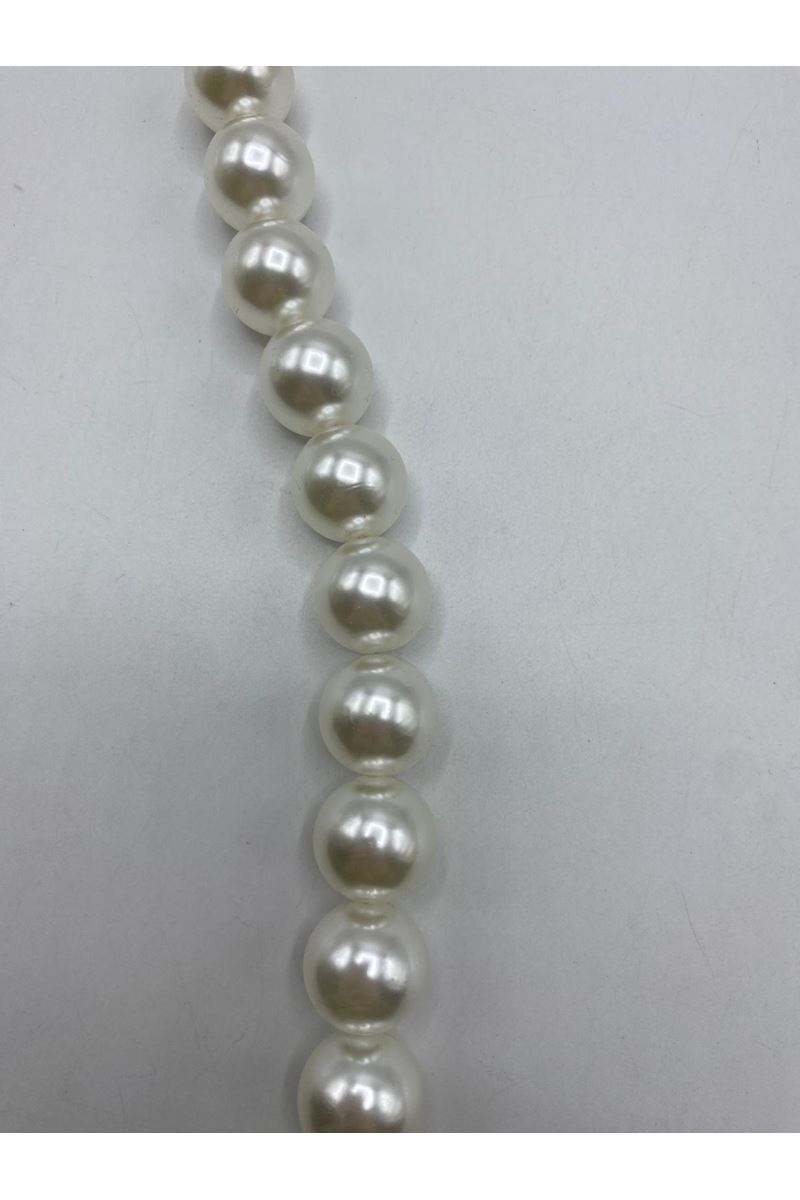 Akrilik Çanta Sapı Beyaz İncili Model Altın Renk Kancalı 45 cm