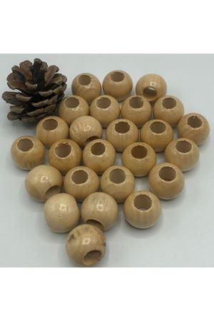 Ahşap Boncuk Doğal 22 mm Cilalı 100 gram