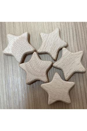 Ahşap Emzik Zincir Boncuğu Yıldız