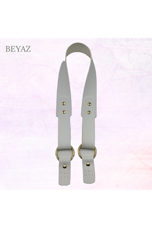 Rivetli Çanta Sapı Suni Deri 74 cm Beyaz 