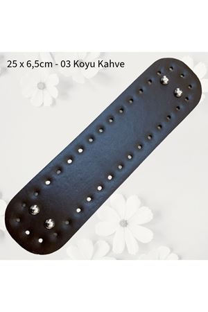 Dikişli Perçinli Çanta Tabanı 25x6,5 cm 03 Koyu Kahve