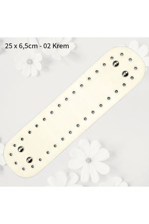 Dikişli Perçinli Çanta Tabanı 25x6,5 cm 02 Krem