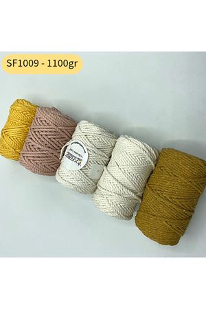 Stok Fazlası 3 mm 3 Bükümlü Pamuk Halat Rope Mix 1100 Gram SF1009