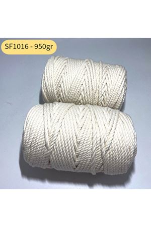 Stok Fazlası 3 mm 3 Bükümlü Pamuk Halat Rope Ecru 950 Gram SF1016