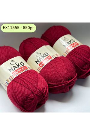 Outlet 3'lü Paket 650 gr %100 Yün Bordo EX11555