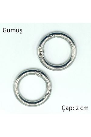 Metal Yaylı Çanta Halkası 1 çift 2 cm - Gümüş