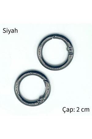 Metal Yaylı Çanta Halkası 1 çift 2 cm  - Siyah