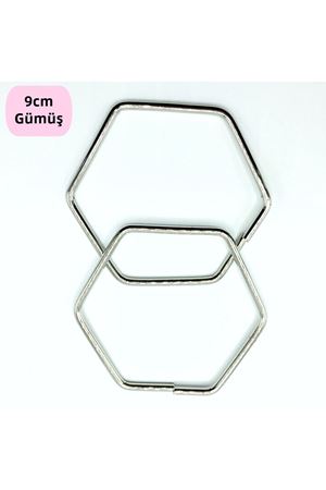 Metal Altıgen Çanta Sapı 9cm Gümüş