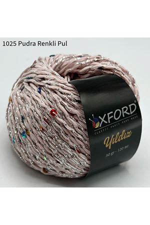 Oxford Yıldız Pullu İp - 1025 Pudra (Renkli Pul)